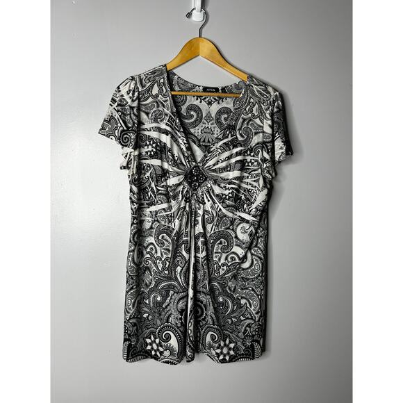 Apt 9 Womens Y2K Fairy Grunge Rhinestone Babydoll Top Size 1X White Flowy Artsy - Picture 4 of 9